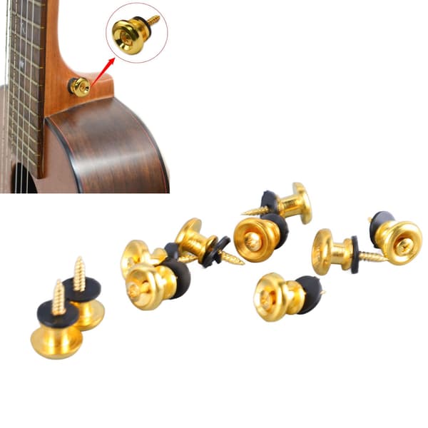 10 st gitarrrem låsknappar svamp stil justerbar universell rem låsstift för Ukulele bas guld