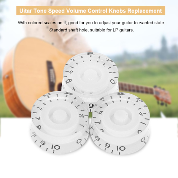 4 stk. Guitar Tone Speed Volume Control Knobs Udskiftning til Les Paul (Hvid)