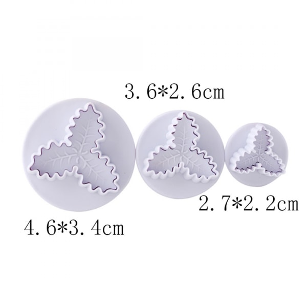 Tangker 6 st/ Kakform Buscuit Plunger Stämpelskärare Holly Leaf Bakverk Tårta Fondant Sockerhantverk Dekorera Bakverktyg