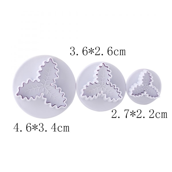 Tangker 6 stk./ Cookie Cutter Buscuit Plunger Stamp Cutter Holly Leaf Pastry Cake Fondant Sugar Craft Dekorering Bageværktøj