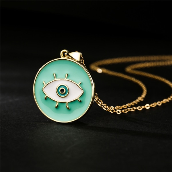 Demon Eye Necklace, White Eye Pendant Protection Necklace, Smycken för kvinnor, flickor (grön)