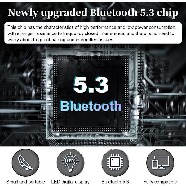 Mini langattomat nappikuulokkeet Bluetooth 5.3 korvakuulokkeet sisäänrakennetulla mikrofonilla, IPX5 vedenpitävä, mukaansatempaava ensiluokkainen ääni Lon
