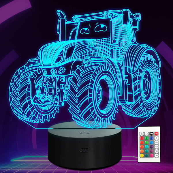 Monster Trucks Nattlampa Bangbang 3D Illusion Lamp  16 Färger Ändras med Fjärrkontroll Födelsedagspresenter för Barn Pojkar Sovrumsdekor