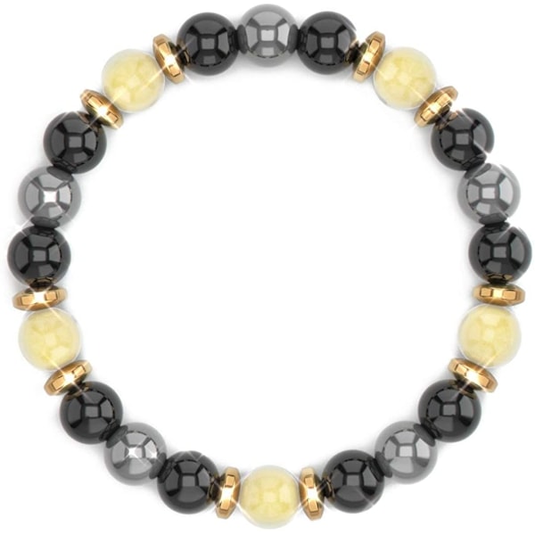 Hematite Feng Shui Black Obsidian Wealth Bracelet. Beaded Bracelets for Women and Men. Citrine Good Luck Feng Shui Bracelet for Men