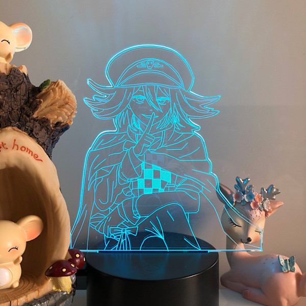 JUSTUP Anime Figur 3D Illusion Natlampe Fjernbetjening til Soveværelse Dekoration Børns Fødselsdagsgave --- Sort Sæde