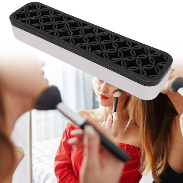 Bærbar kosmetikbørste neglepen værktøj opbevaringsboks stativ makeup beholder holder sort