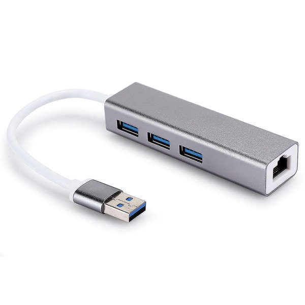 Trådbundet nätverkskort av aluminiumlegering 100M USB + 3.0 Hub Adapter USB till Rj45
