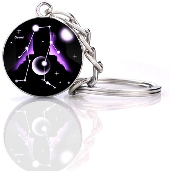12 Constellation Glow In The Dark Creative Galaxy nyckelring, Gemini-1