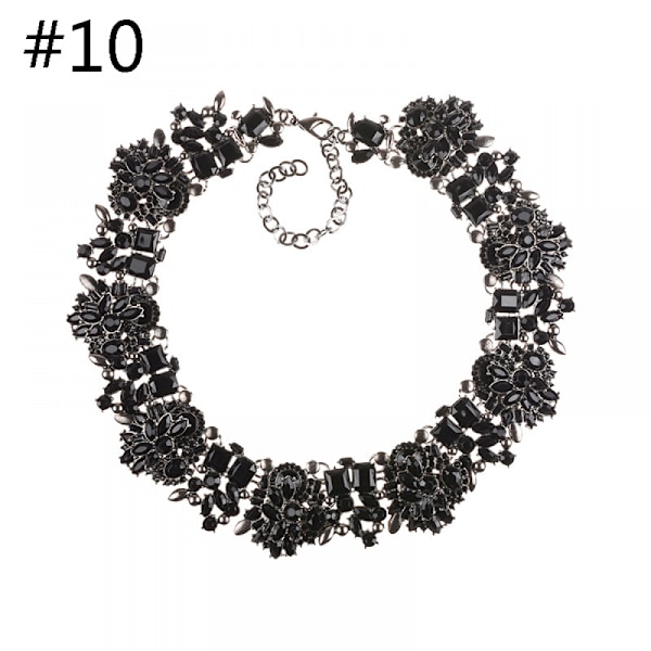 Krystall Rhinestone Statement Halskjede, Vintage Chunky Chain Choker Krage Bib Statement Halskjede Mote Kostyme Smykker Halskjeder for Kvinner ... (Svart)