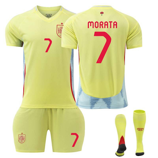 Spanien udebanetrøje (MORATA #7) 2024-2025 Mænds Guld L No.7