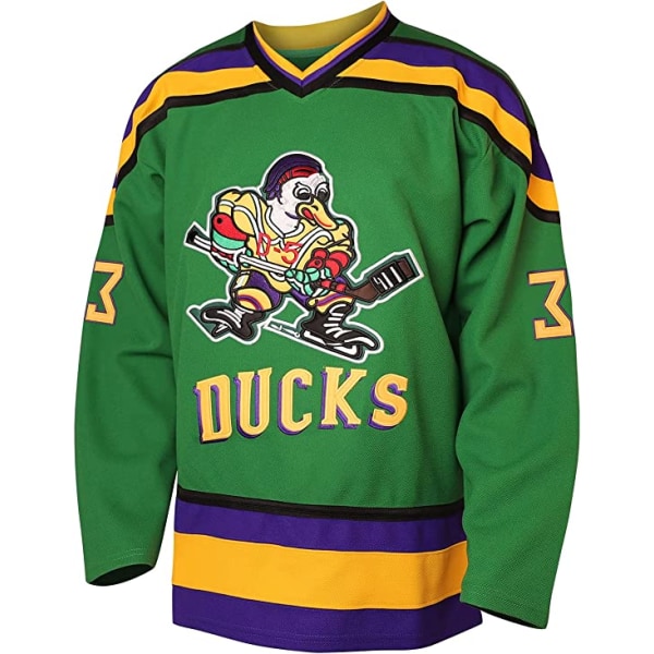 Herre Mighty Ducks 96 Charlie Conway 99 Adam Banks 33 Greg Goldberg Film Hockey Jersey Grønn 33  S