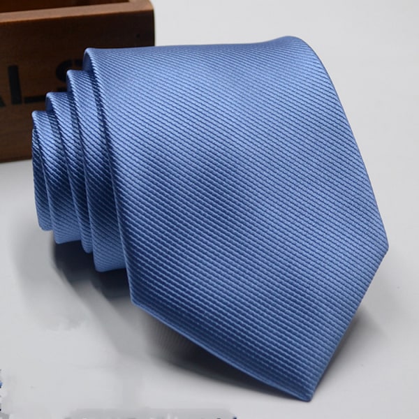 Men's tie New business solid color striped 8C arrow jacquard tie，Light blue