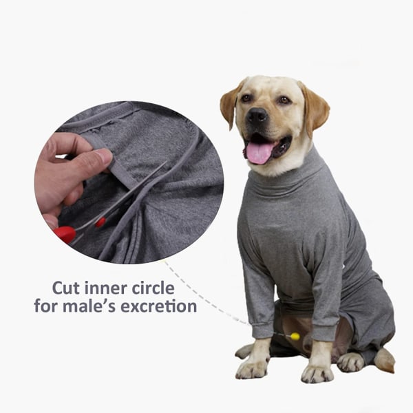 Återhämtningskit för hund efter operation, antislickande operationsrock för husdjur för buksår, valp långärmad pyjamas för att förhindra håravfall (M-storlek)