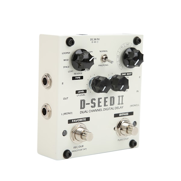 Multi Pedal Effekt 2 Kanals Digital Delay Stereo Looper 8 Moduser for Elektrisk Gitar