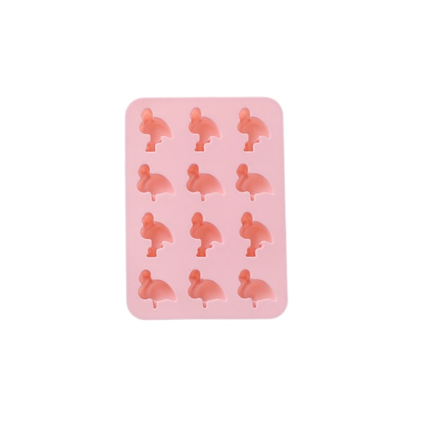 Flamingo silikone isform Kwai spiselig isform DIY chokoladeform 12 hullers flamingo kageform (Pink)