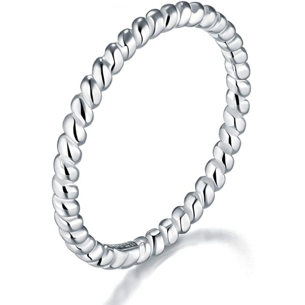 S925 Sterling Sølv Ring, Twisted Eternity Band Stakbare Ringe -----Størrelse   7