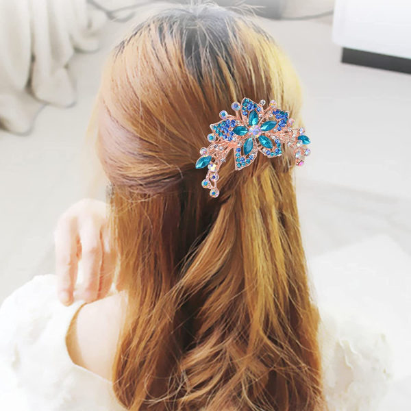 Sankuwen Blomster Rhinestones Hårkamme Tilbehør, Perfekte Mors Dags Gaver, Fødselsdagsgaver (Blå)