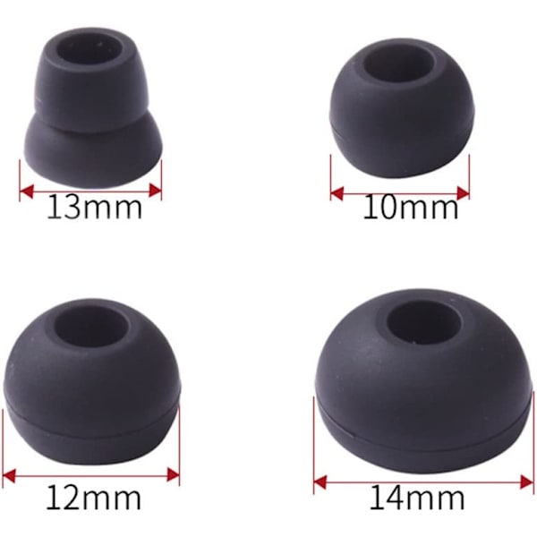Reservedeler i silikon for ørepropper, ørepropper for Powerbeats 2 trådløse Beats by dre-hodetelefoner, 4 par (svart)