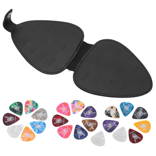 Gitarkobbelveske Stor Kapasitet Riperesistent PU Lær Fin Søms 22stk Gitarkobbelholder Etui med 22stk Kobbel
