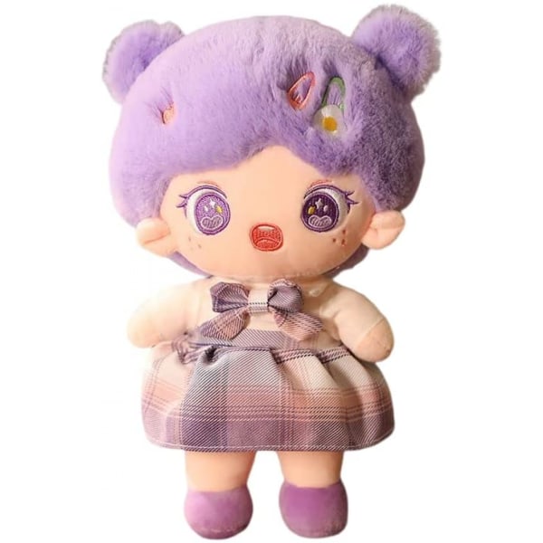 Lovely Cotton Doll Plush Toy Doll Girl Who Live Doll Children's Birthday Gift Valentine's Day Gift (Purple, 9.8 inches)