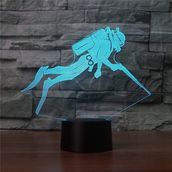 WJ 3D Dykning Fjernbetjening 16 Farve Natlys Illusion Akryl LED Bordlampe Sengelampe Børns Soveværelse Skrivebord Dekoration Fødselsdag Gaver Legetøj til Børn