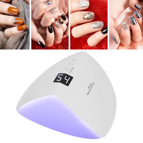 UV LED neglelampe 54W profesjonell negle tørketrommel gel polish herding lys med 3 timer innstilling 100‑240VEU plugg