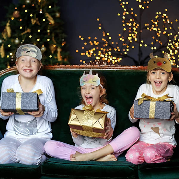 Söt Rensa Sovmask, Mjuk Plysch Ögonbindel Rolig Nyhet Jul Rudolph Sovmask Ögonlock för Barn Flicka