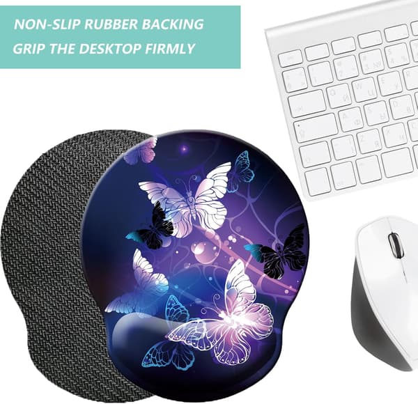 Musemåtte med håndledsstøtte, ergonomisk musemåtte med memory foam håndledsstøttepude, skridsikker gummibase Gaming musemåtte til hjemmet