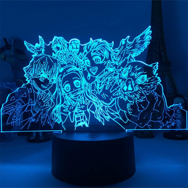 WJ 3D Led Illusion Lampe Anime Natlampe til Børneværelse Dekoration 7 Farve Touch/Fjernbetjening 16 Farver Skiftende USB Skrivebordslamper