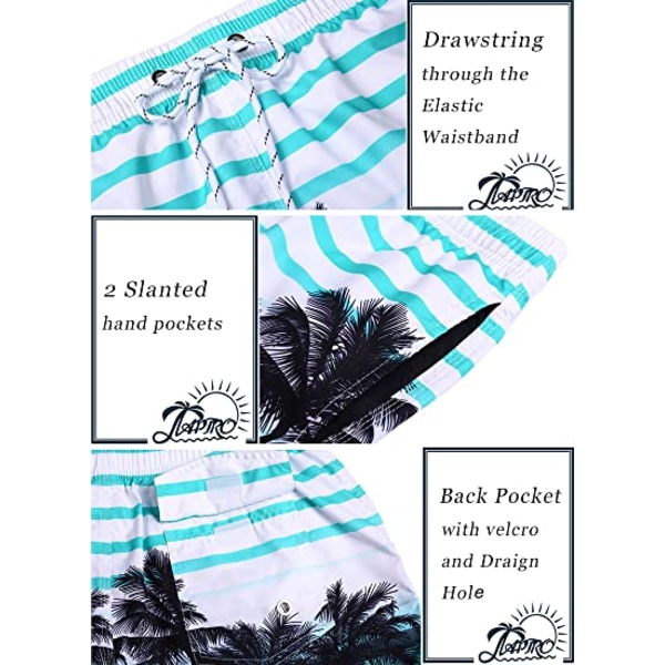 Badbyxor för män snabbtorkande baddräkt Beach Kort baddräkt med mesh och fickor (Aqua Blue)