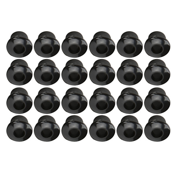 24 st gitarrsträngsknappar Ferrules 10 mm Högpresterande plastmaterial Halvstängt design Gitarrddelar Svart