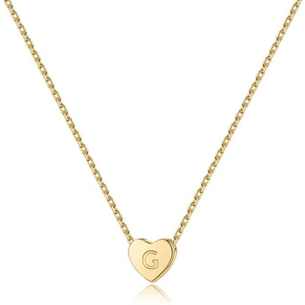 Heart Initial Halsband Rostfritt stål Mini Heart Letter Halsband 14K guldpläterat titanstål ----- Guld G