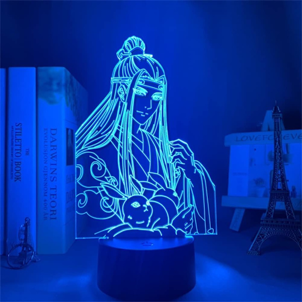3D Illusion Lampe Anime Mo Dao Zu Shi Wei Wuxian Figur Model Akryl Farverig Natlys Hjem Værelse Dekoration USB Skrivebordslampe Ven Fødselsdag Gave