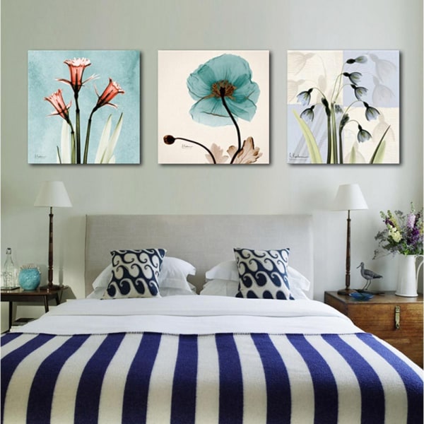 Clear Flowers Wall Art Canvas Print Poster, Simple Abstract Art Drawing Decor(Set of 3 Unframed, 8''x8'')