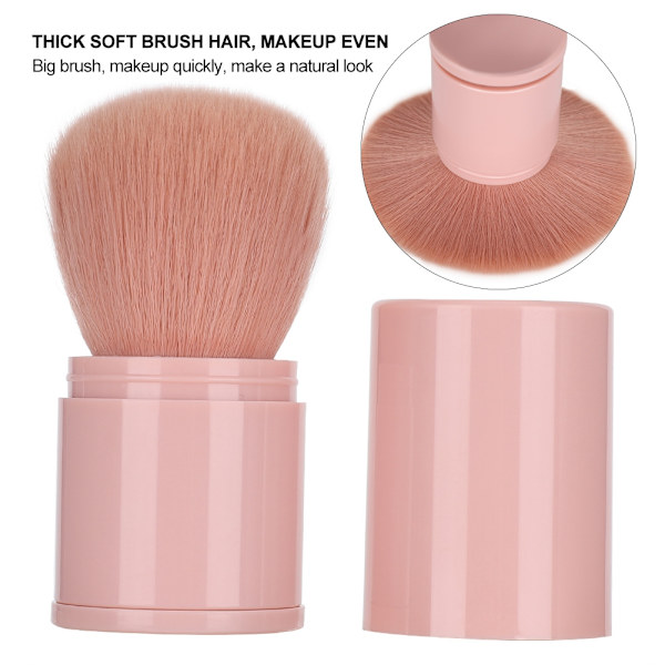Retractable Makeup Brush Blush Powder Foundation Cosmetic Brush Women Beauty Tool (Pink)