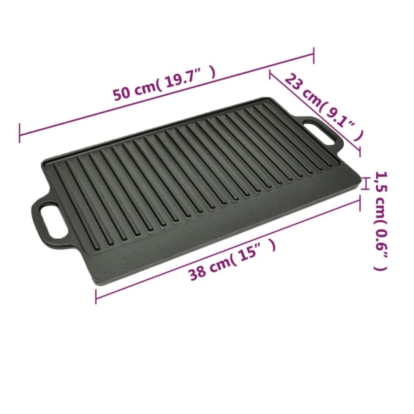 Grillplatta i gjutjärn 50x23cm vändbar