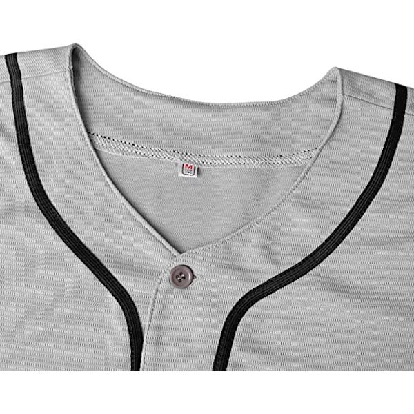 Enfärgad Hip Hop Hip Hop Baseball Uniform Knappskjortor Sportuniformer Herr Dam Tröjor grå —M