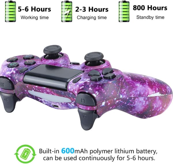 Dotpet PS4-kontroller, Trådløs kontroller kompatibel med PS4/PS4 Pro/PS4 Slim/PC med berøringspanel/lydfunksjon/6-akset sensor/