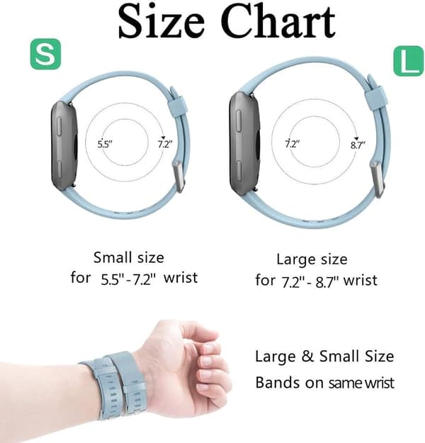 Den smarte urrem er kompatibel med Fitbit versa Smartwatch, versa 2 og versa Lite se ure til kvinder og mænd (Lyseblå-L)