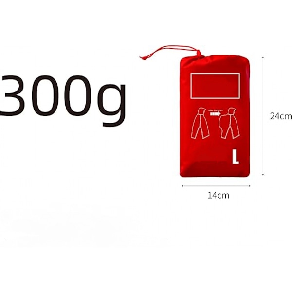 Aikuisten kevyt vedenpitävä hupullinen sadeponcho taskulla - Unisex-sadetakki retkeilyyn, telttailuun ja hätätilanteisiin Red