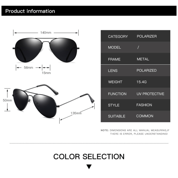 Ett par paddaglasögon solglasögon polariserade glasögon för bilkörning/fiske (guldbåge blågrön reflekterande C8)