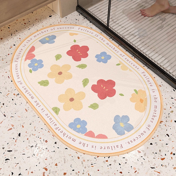 Pehmeä diatomimaa-imevä lattiamatto liukastumaton kylpyhuoneen jalkamatto nopeasti kuivuva liukastumaton matto, 24*35in, 60*90cm