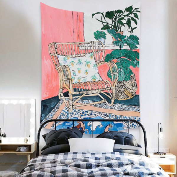 Wekity Botanisk Boho Hem Gobeläng Estetisk Konst Hem Bakgrund Tyg Prydnad Present Mandala Gobeläng Prydnad (ZJ825-66, 51 X 59 Tum)