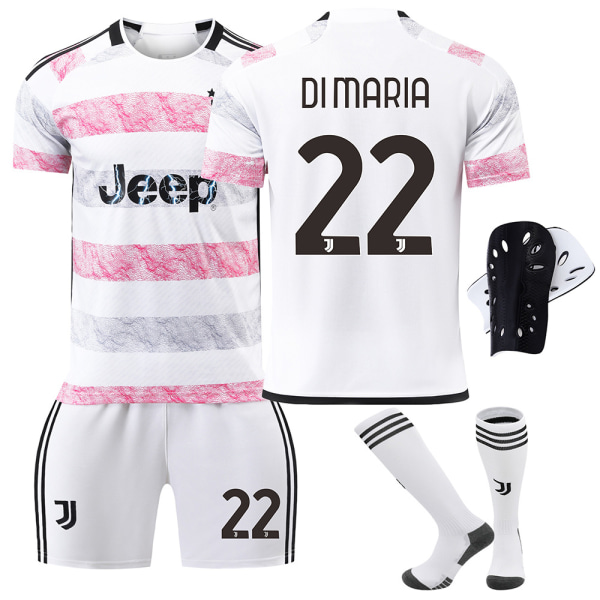 23/24 Juventus vierasjalkapallopaita lasten setti sukat ja suojavarusteet No.22 DI MARIA Children's size20