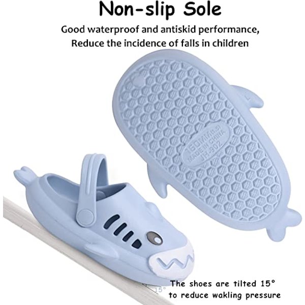 Børneslippers til drenge og piger, brusebad, pool, sommerslippers er velegnede til små børn（Lyseblå）
