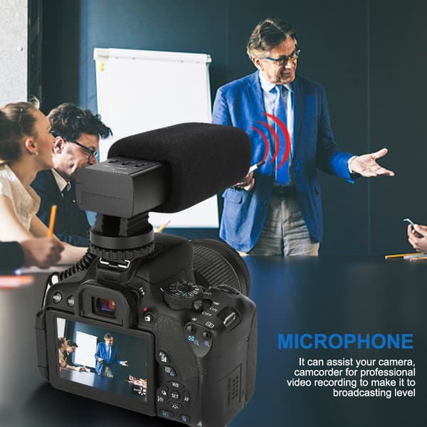 K&F Concept S5 stereovideomikrofon med blitsskoadapter for DSLR-kamera videokamera