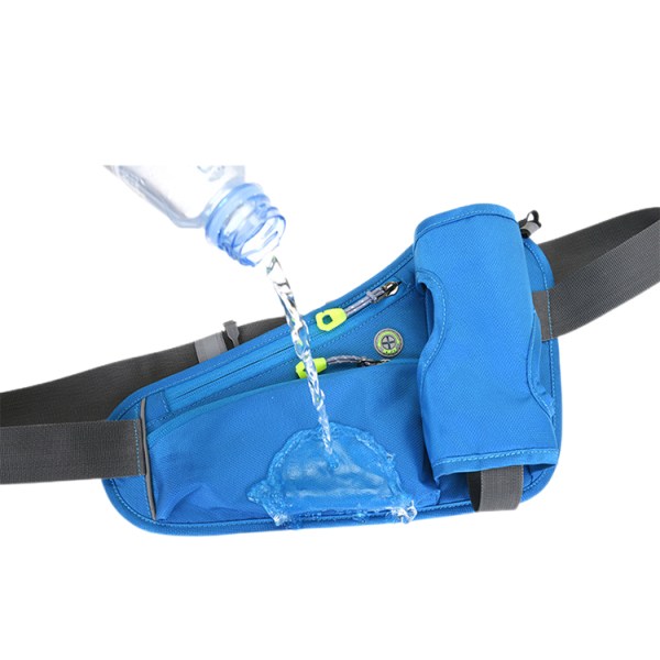 Elastisk reflekterande vattentät bältesväska för vandring, gym, cykling 3 fickor för nycklar, vattenflaska eller paraply mörkblå