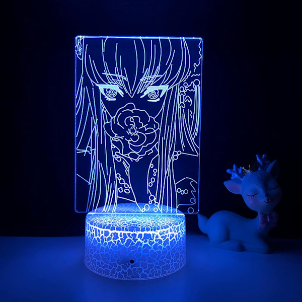 WJ Anime 3D Lampe Code Geass til soveværelsesindretning Natlys Fødselsdagsgave Manga Code Geass Led Natlys Sengekant