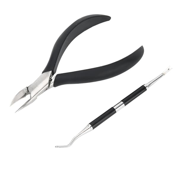 2 st Ingrown Nail Clipper Cuticle Pusher Set Silikonhandtag Nipper Clipper KitSvart
