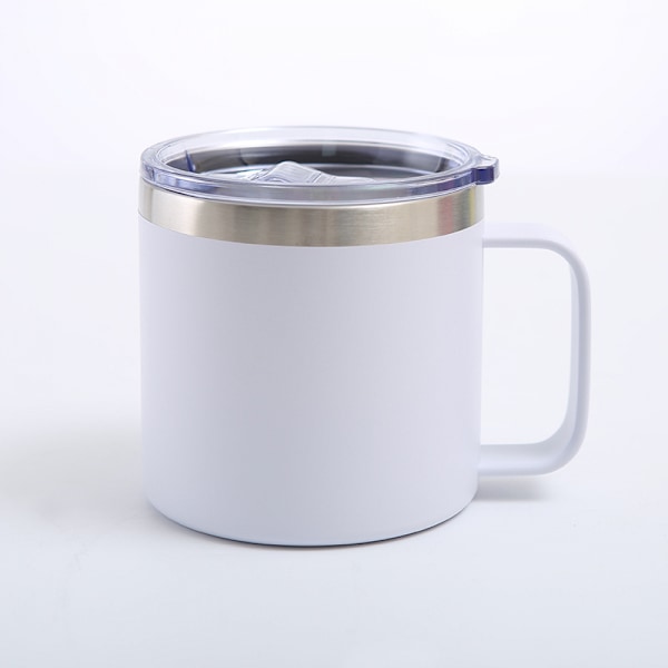 Kaffe Mugg, 12oz Kaffe Mugg Mjölk Mugg 304 Rostfritt Stål Foder för Familj Utomhus Camping (Vit)